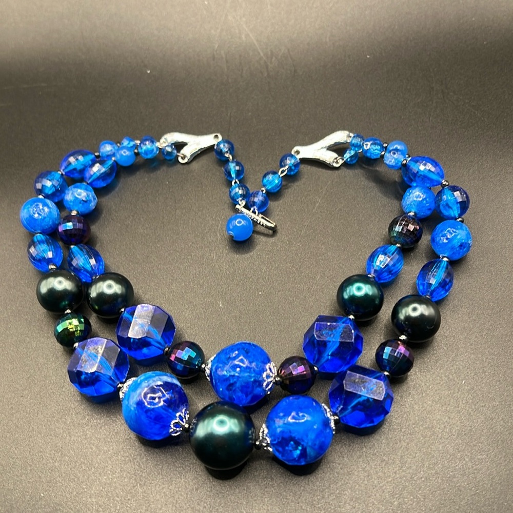 Vintage Germany blue beaded necklace